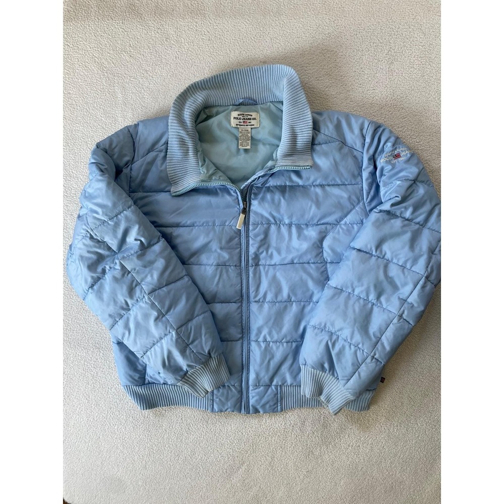 90s Ralph Lauren Mens Extra Large Puffer Jacket Blue Down Fill‎ Polo Jeans Co XL